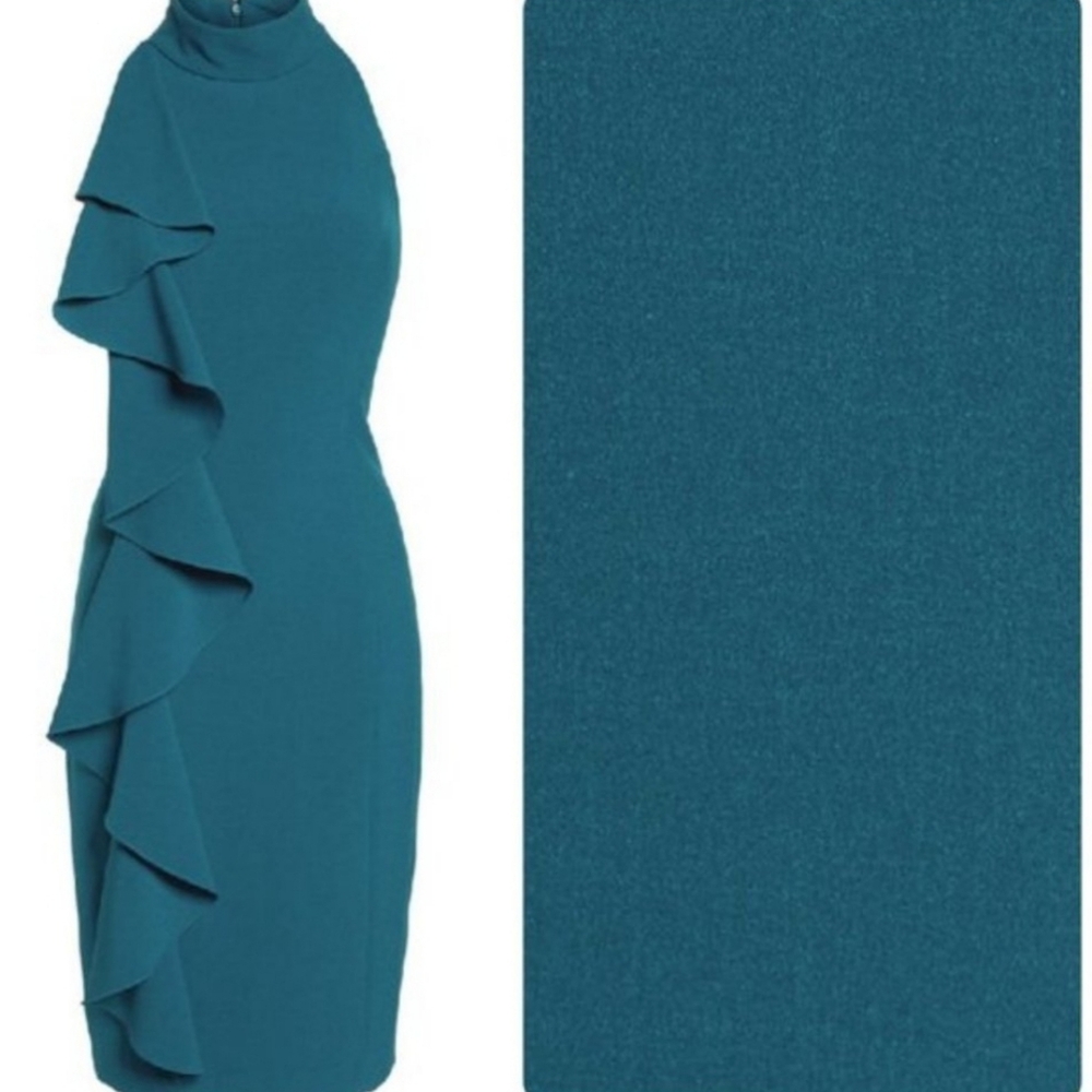Eliza J Ruffle Sheath Mock Neck Cocktail Dress Peacock Size 14